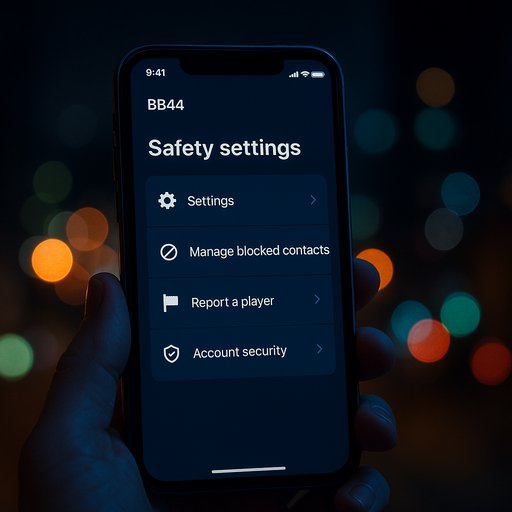 BB44 app safety settings screen