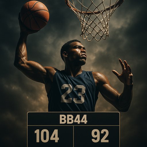 BB44 match highlights card with score panel