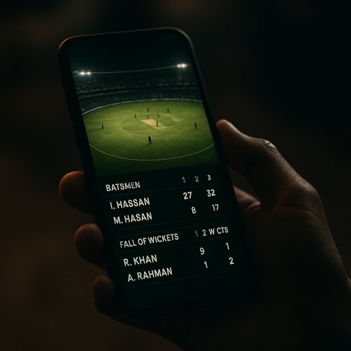 BB44 live cricket dashboard showing Dhaka field stats